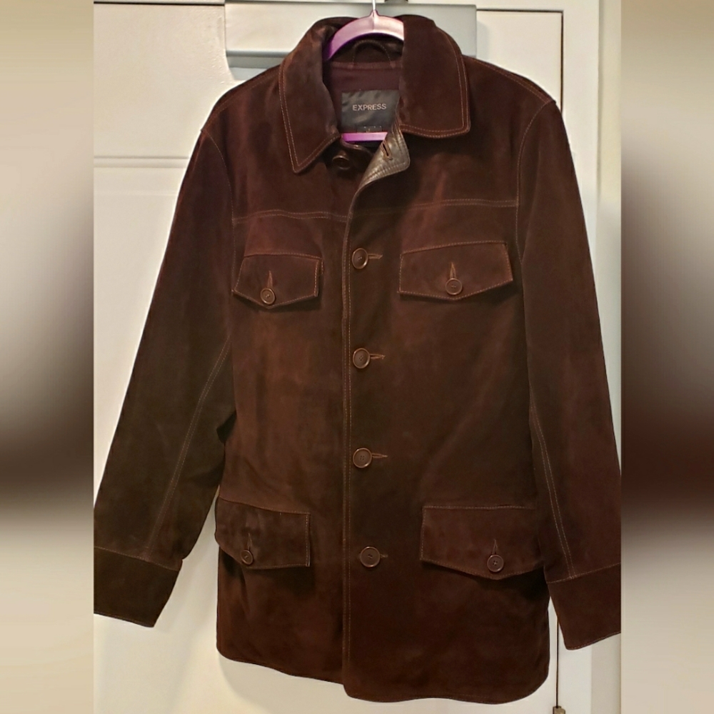 Vintage Express Suede Coat Small Chocolate Brown